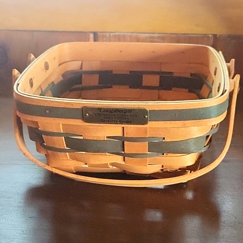 Longaberger Natural and Black Woven Handled Basket